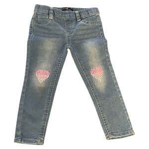 Delia’s Toddler 3T Embroidered Pink Heart Knee Pockets Stretch Skinny Jeans